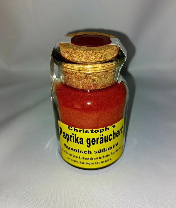Paprika geräuchert süß/mild (Pimenton) im Korkenglas